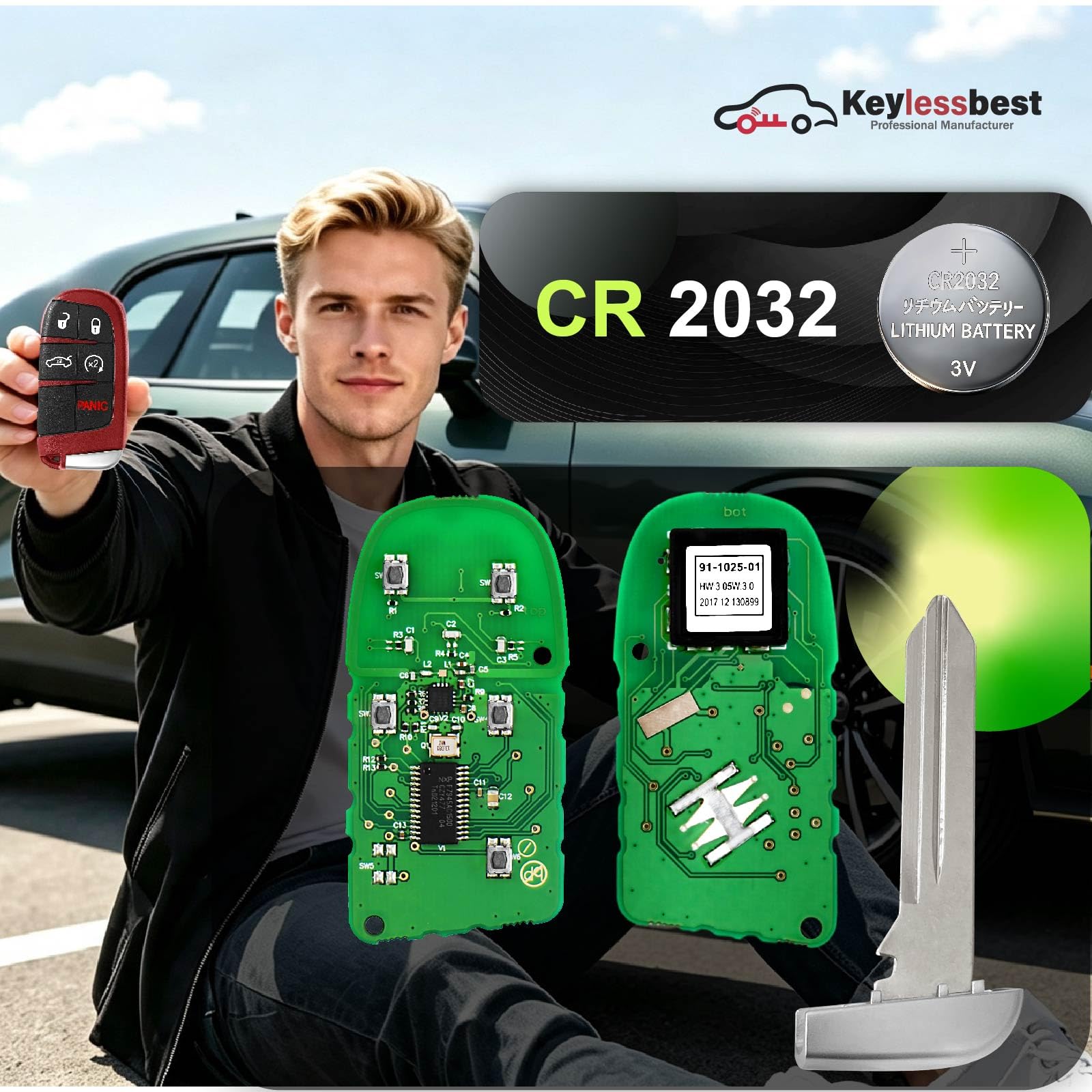 Telecomando per chiave auto M3M-40821302 433 MHz 5 pulsanti di ricambio per caricabatterie Dodge Challenger SRT 2019-2021