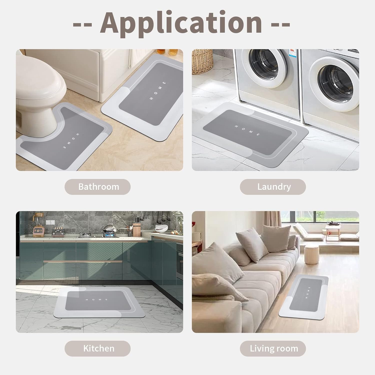 Housego 3PCS Absorbent Bath Mat Magic Rug Sets, Quick Drying Bath Mat Non-Slip Floor Rug Rubber Backed for Bathroom Kitchen Shower Sink (16.9''x23.6''+19.7''x23.6''+19.7''x31.9'', Light Gray) - Image 7