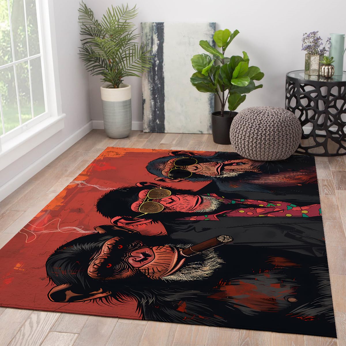 Tapis Monkey Drôle lavable pour sécuriser le sol du salon et du bureau