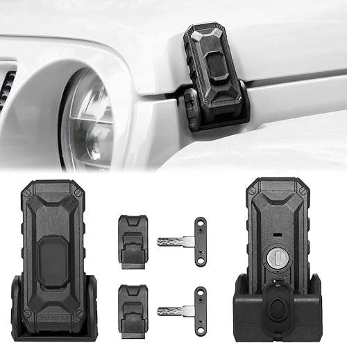 Pestillo de bloqueo de capó con llaves, pestillo de capó Jeep compatible con Jeep Wrangler JL JLU Jeep Gladiator JT 2018-2025, accesorios antirrobo,
