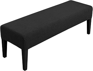 SPRINGRICO Stretch Dining Bench Cover, Removable Bench Slipcover Washable Bench Seat Protector Rectangle Bench Cover for Dining Room, Living Room, Bedroom, Kitchen (S1-Black)