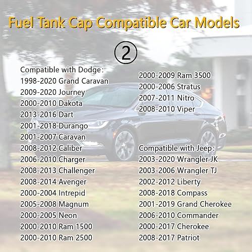 Miniatura 7 de Cubierta de tapa de gasolina compatible con Dodge Chrysler Ram Jeep Wrangler, accesorios estándar para automóvil, repuesto de tapa de combustible