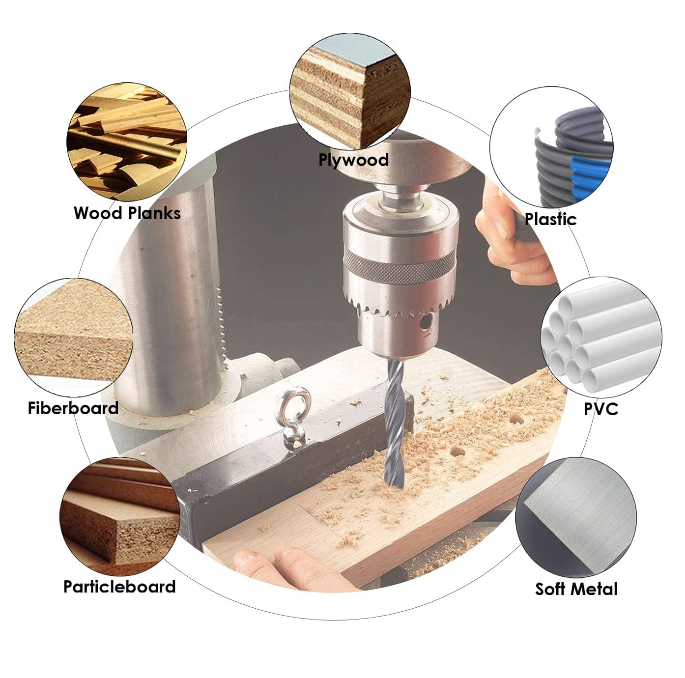 Set 7 Punte Svasatrici Per Legno - Punta Elicoidale Per Fori - Alesatore Per Viti - Per Legno E Plastica