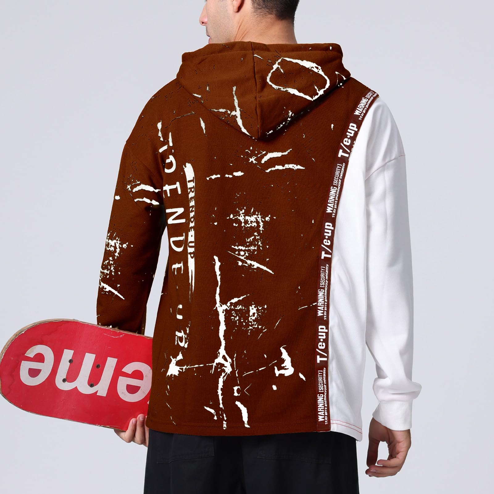 Hoodie Herren Techwear Kapuzenpullover Pullover Hip Hop Streetwear Patchwork Sweatshirt Unisex