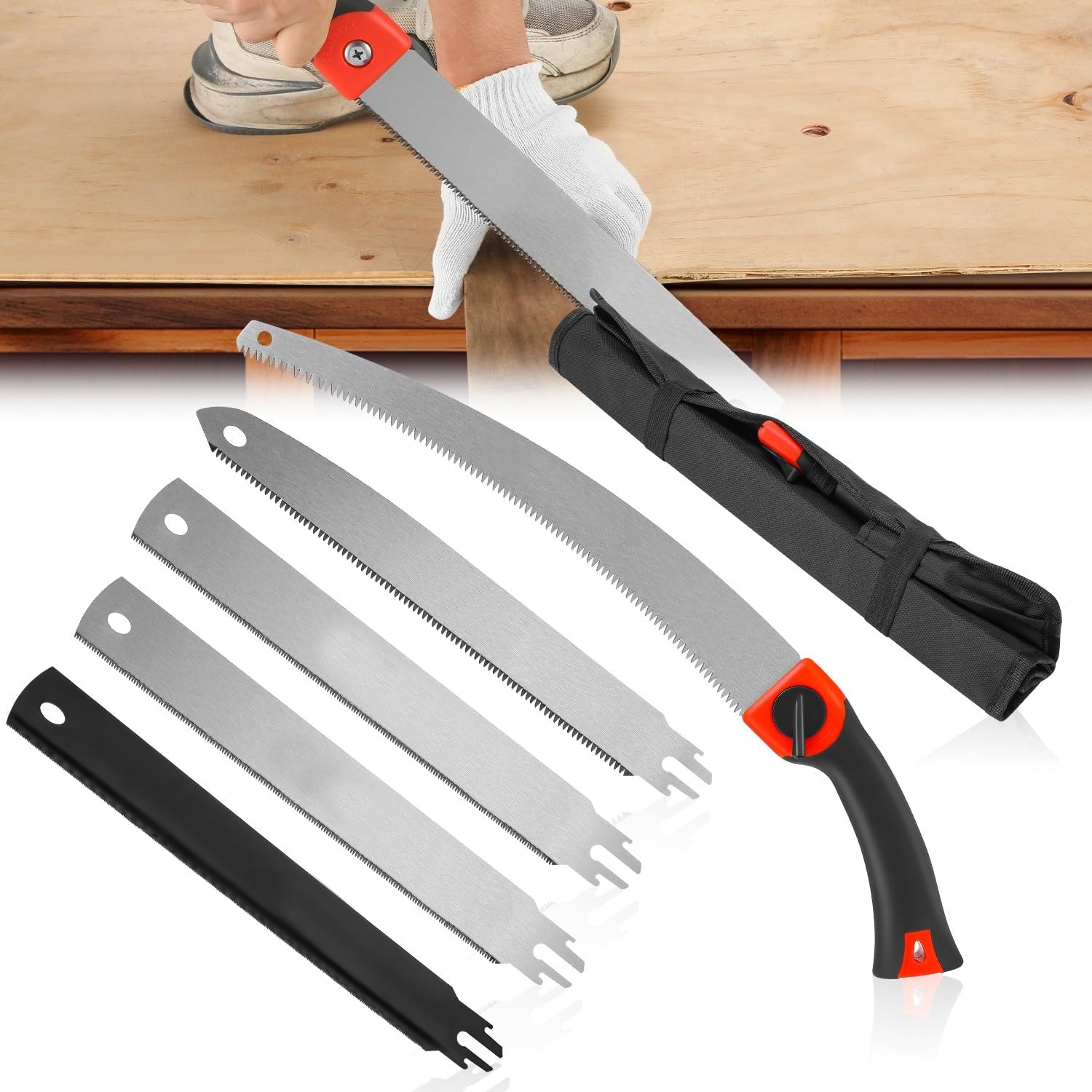 Auto Dynasty 3pcs Handsaw Set Japanese Saw Double-edged Saw with Non-slip Handle for Sawing, Trimming, Gardening, Cutting Wood, Drywall, Plastic Pipes, Sharp Blade