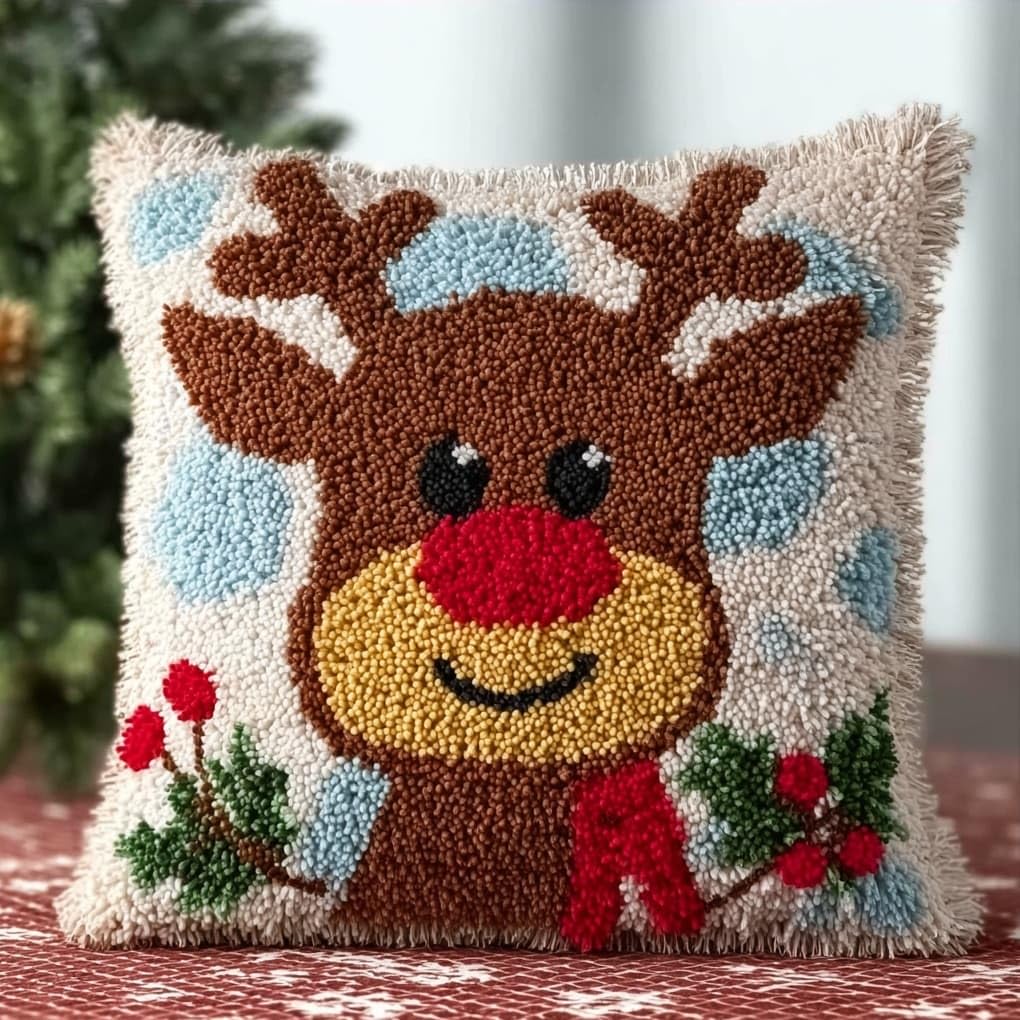 WallustrioaW Latch Hook Cushion Kits for Adults BeginnersCute Deer
