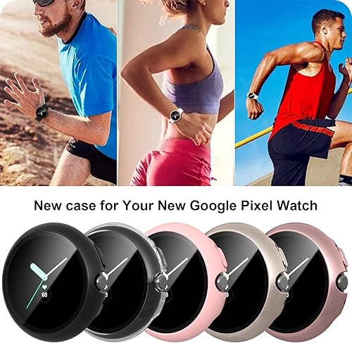 Miniatura 7 de JZK - Juego de 2 fundas protectoras de pantalla para Google Pixel Watch 2 (2023), protector de pantalla de cristal, resistente a los arañazos,