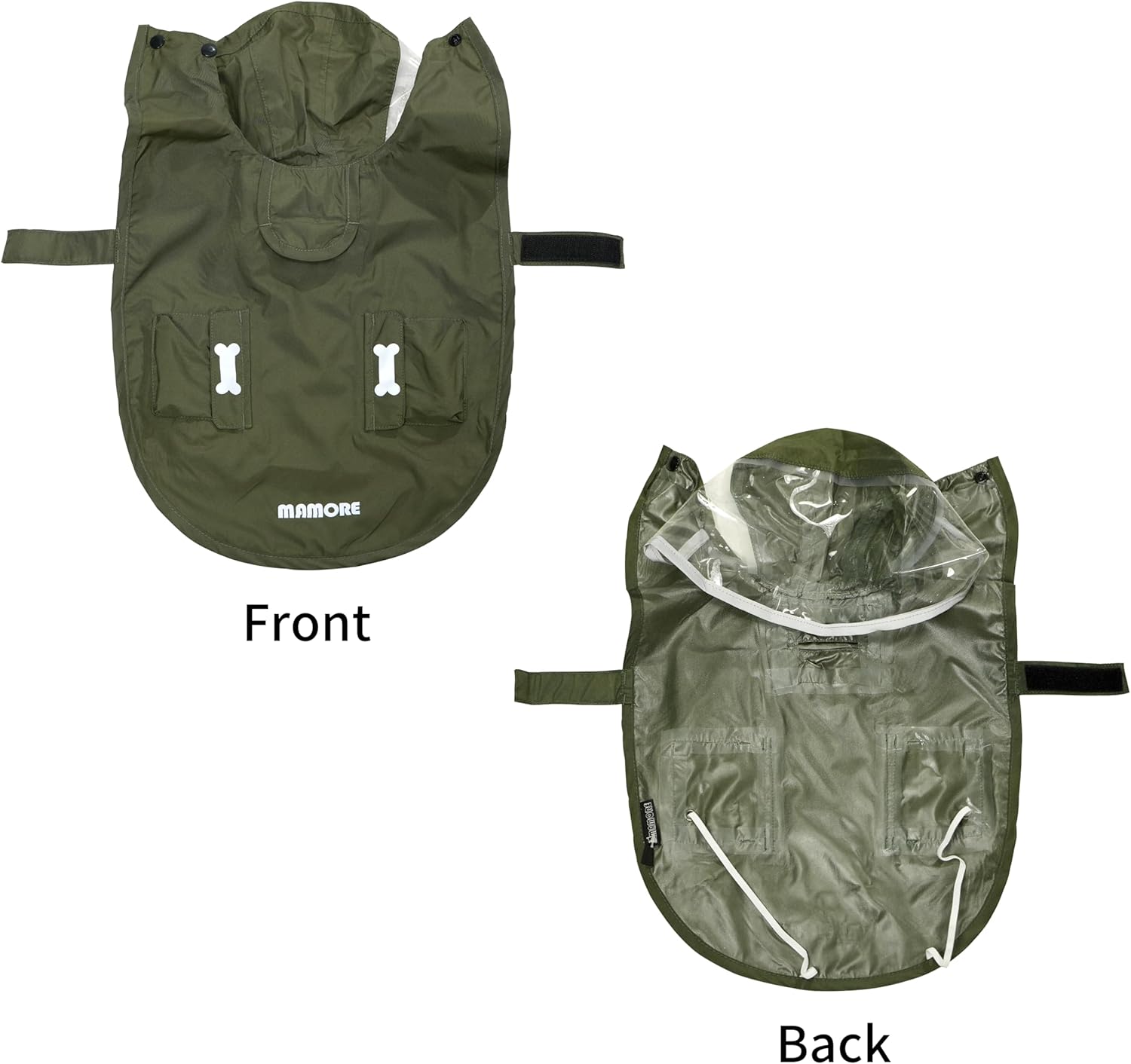 Waterproof Dog Raincoat, Adjustable Reflective Lightweight Pet Rain Clothes with Poncho Hood (Army Green, X-Large)