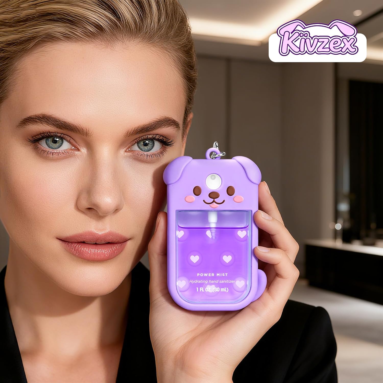 Dog Silicone Case for Touchland Hand Sanitizer Spray with Keychain, Compatible with Power Mist & Glow Mist 1 FL Oz/30ML for Touchland Case, Cute Travel Cover Sleeve Purple - Image 6