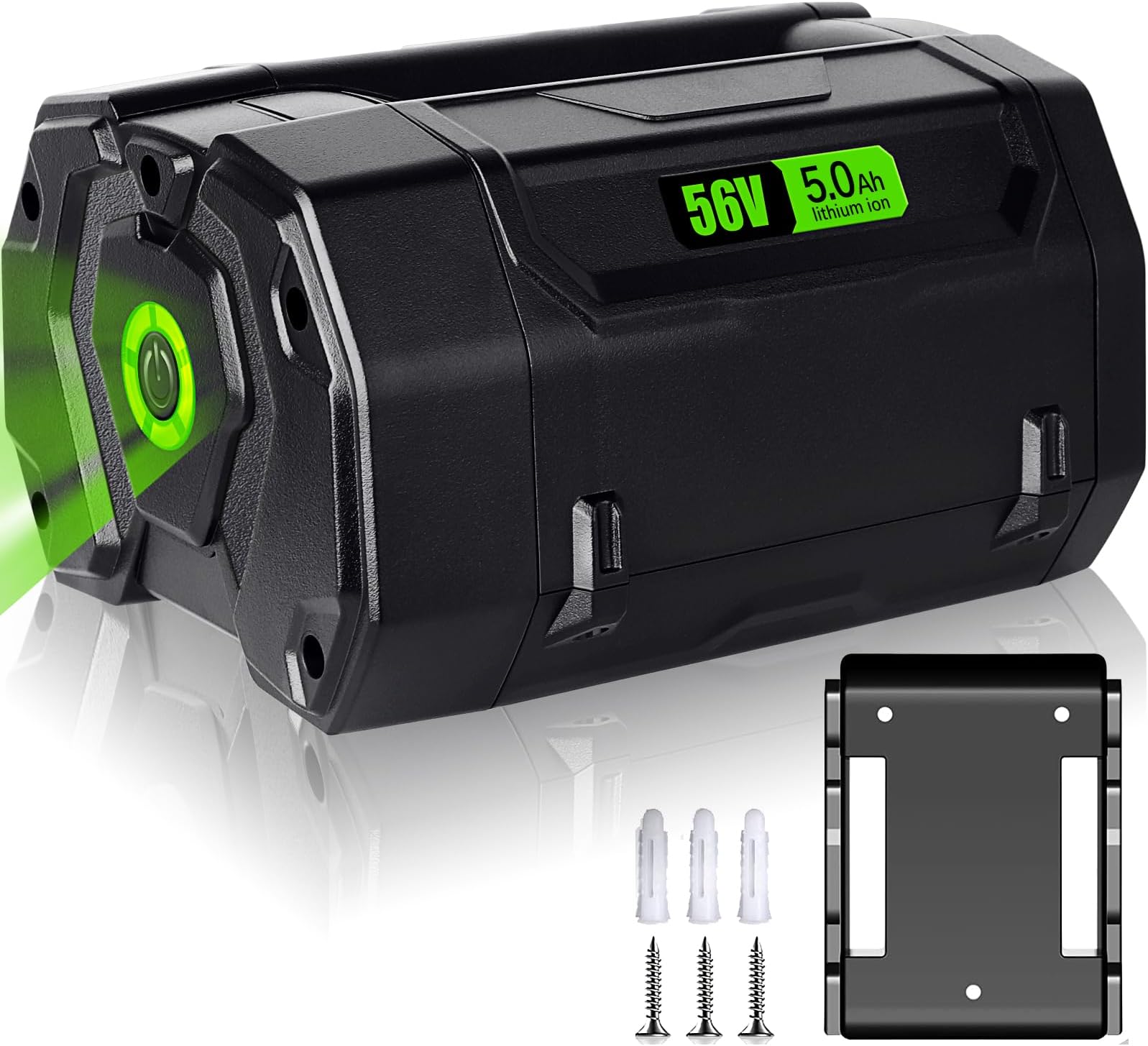 【Upgrade!】 56V 5.0Ah Replace Battery for EGO Power+ BA1400T Battery Lithium Ion Battery Compatible with 56V Power Tools CS1604 CS1804 CS1403 HT2400 for Power Station PST3040 +Battery Holder