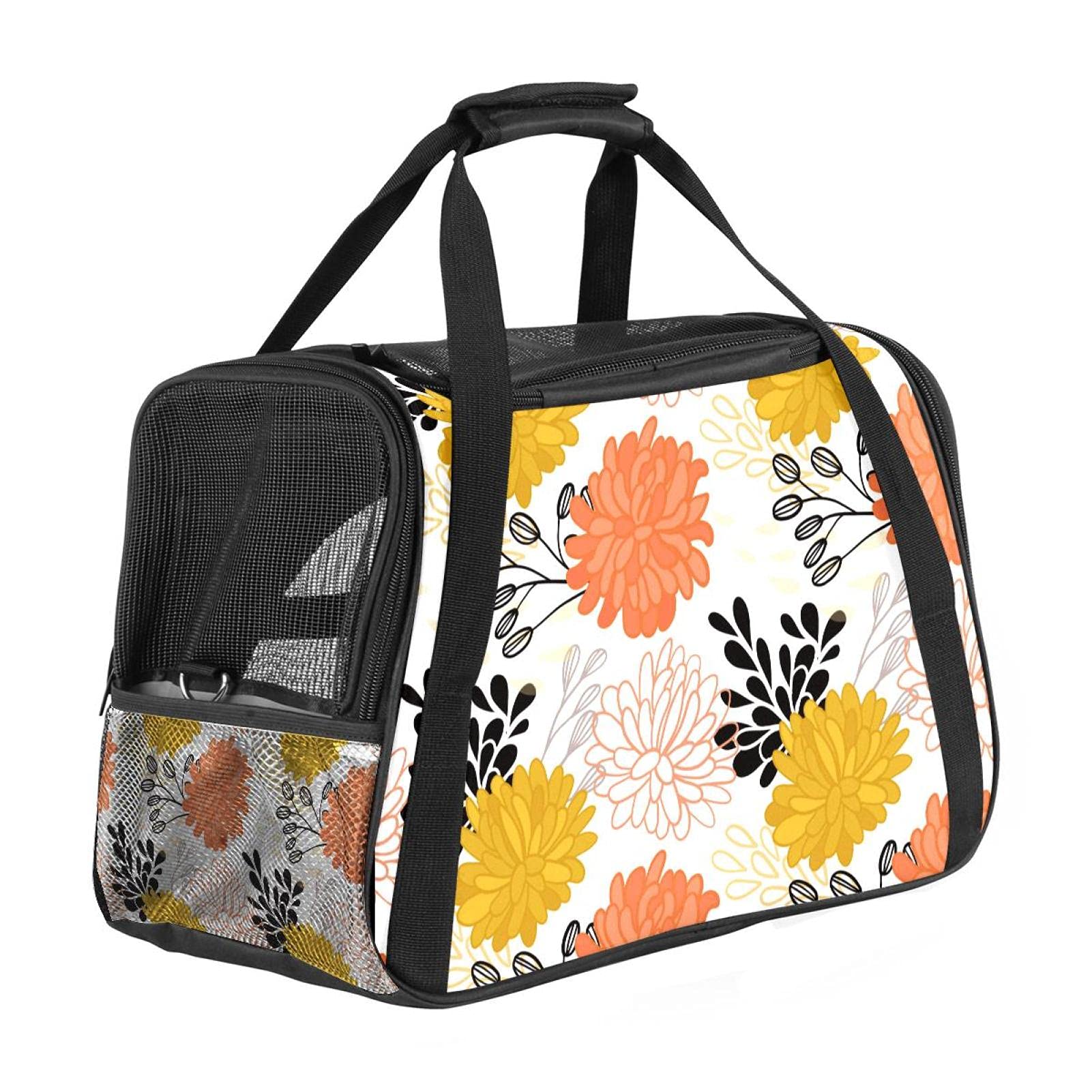 Sac de transport pour animal imprimé fleurs - Confort souple pour chat et chien en cabine