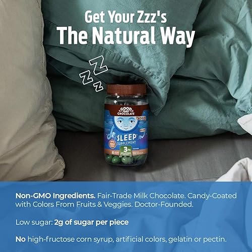 Miniatura 5 de Good Day Chocolate Melatonina para adultos 80 unidades  Chocolate con leche sin OMG de comercio justo con manzanilla y melatonina 3 mg  Melatonina