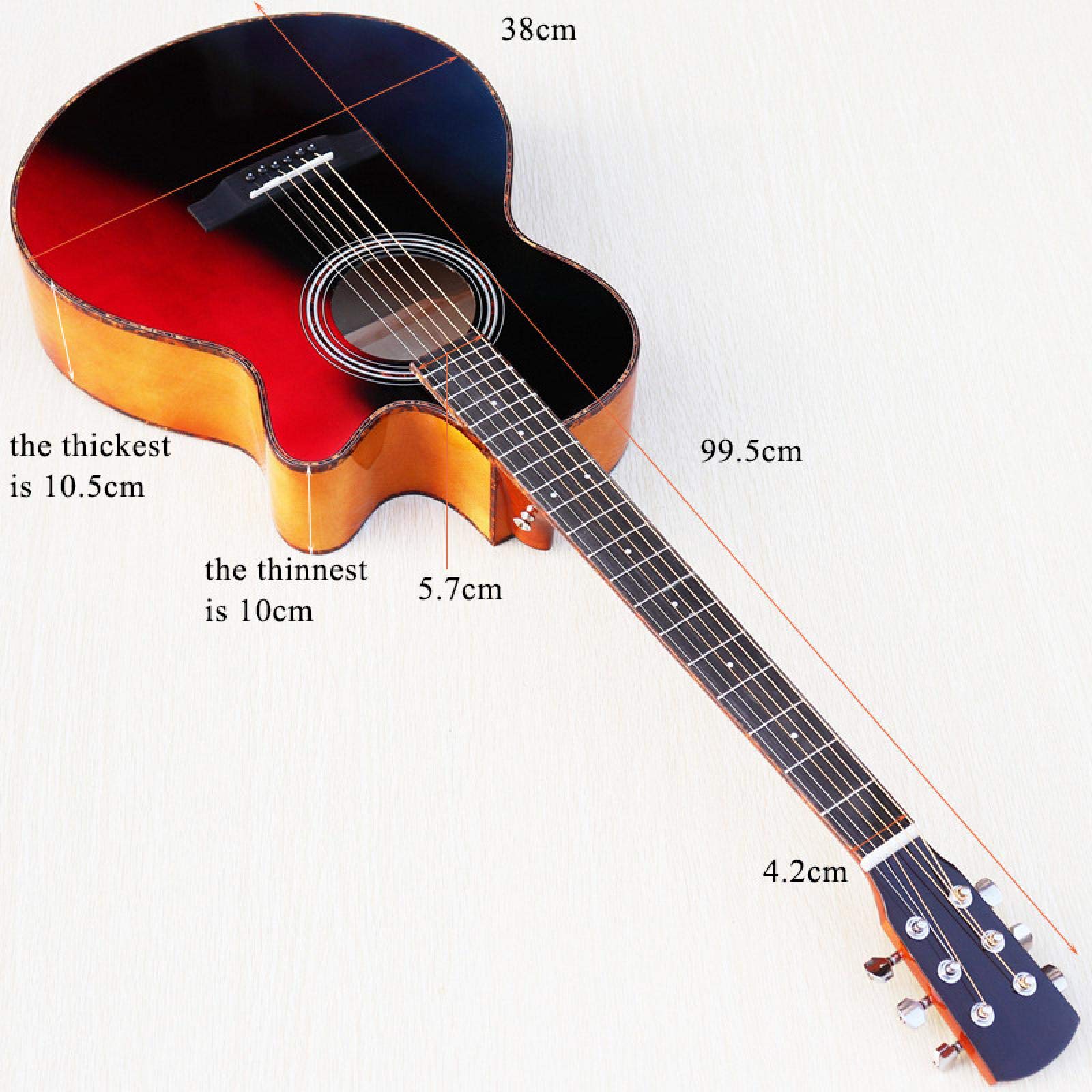 Chitarra elettrica da 40 pollici Superficie in abete Basso singolo in legno Pannello laterale posteriore Luce Chitarra popolare Scatola dal vivo Guitarra per principianti 40 pollici Chitarra acustica