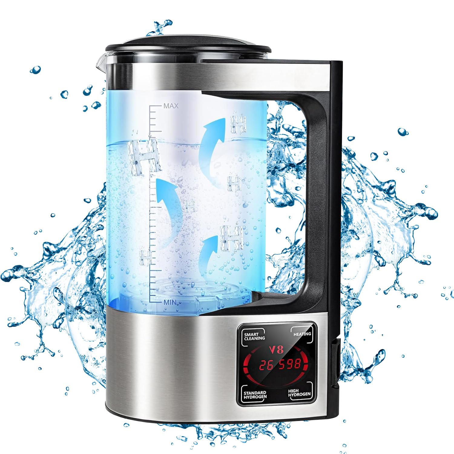 Exrp Hydrogen Water Bottle Generator With SPE and PEM Technology, 2L Large Capacity Pitcher Maker Machine, Makes Hydrogen Content up to 1800 PPB