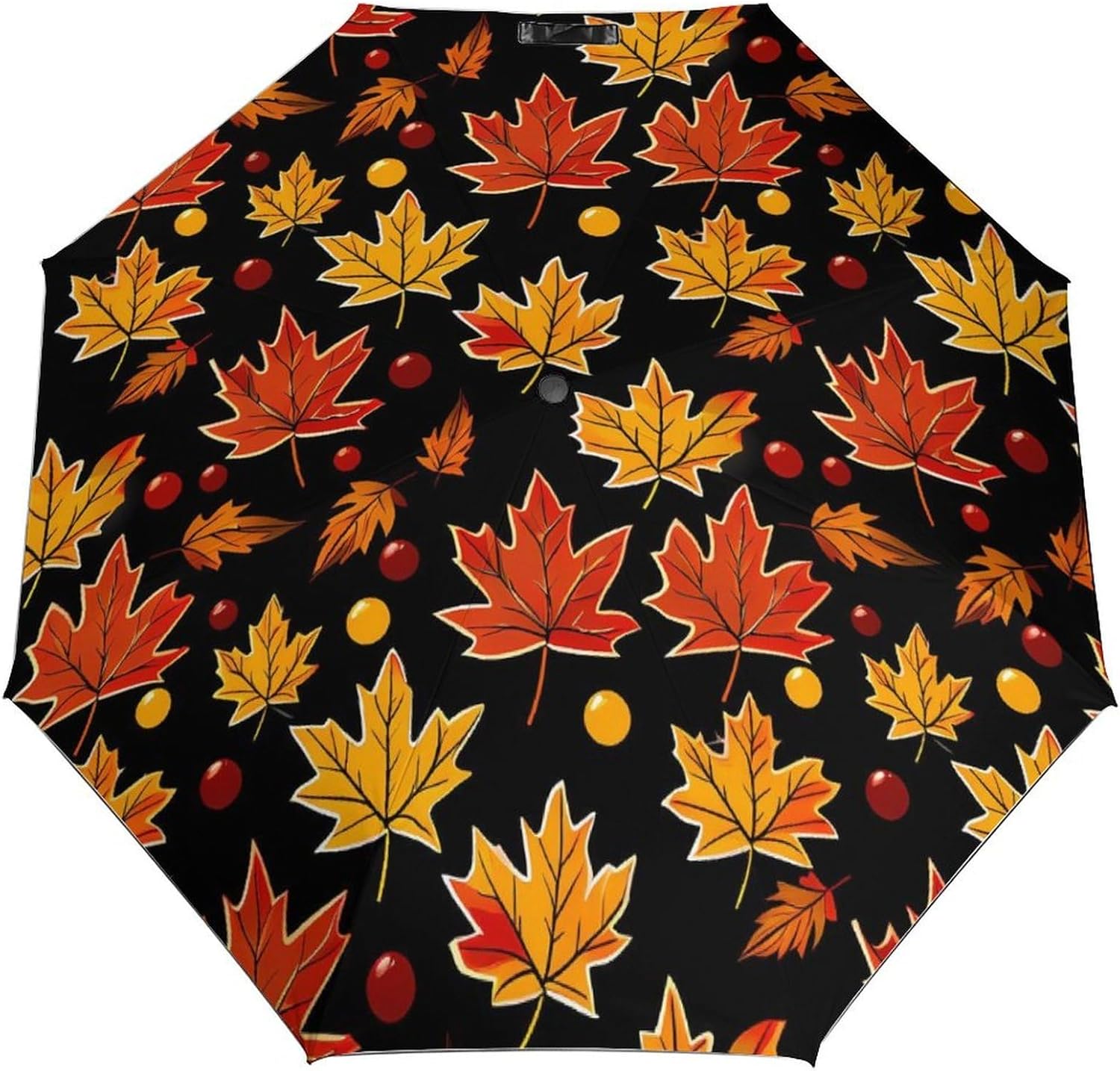 Maple Leaf Auto Open Close Umbrella 3-Fold Design for Rain Sun Protection Fall Leaves Windproof Compact Umbrella for Walking Travel Lightweight