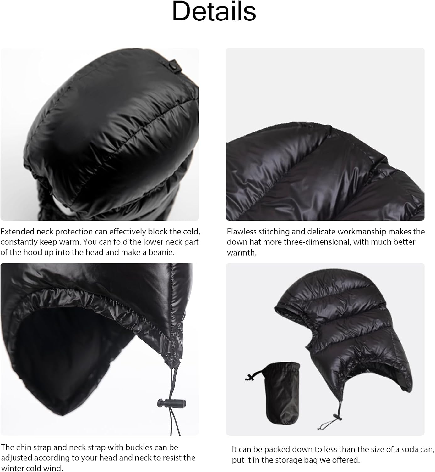 Winter Warm Down Hood Ultralight Windproof Down Cap Outdoor Camping Waterproof Hood Hat for Hiking Skiing Cycling - Image 3