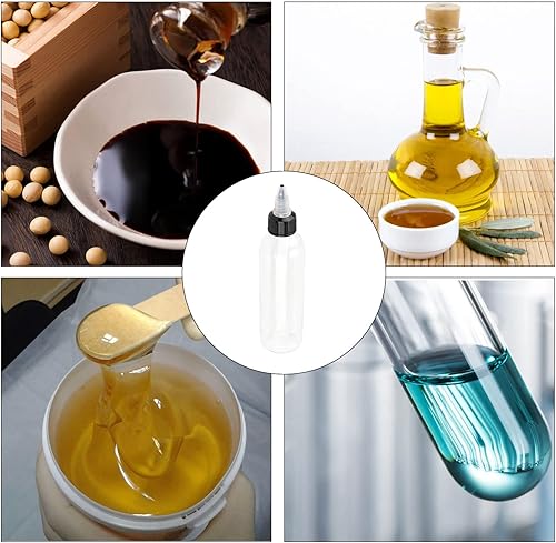 Miniatura 6 de 64 botellas de plástico de 4 onzas, botellas dispensadoras redondas con tapa superior giratoria para manualidades, cocina, hogar, transparente