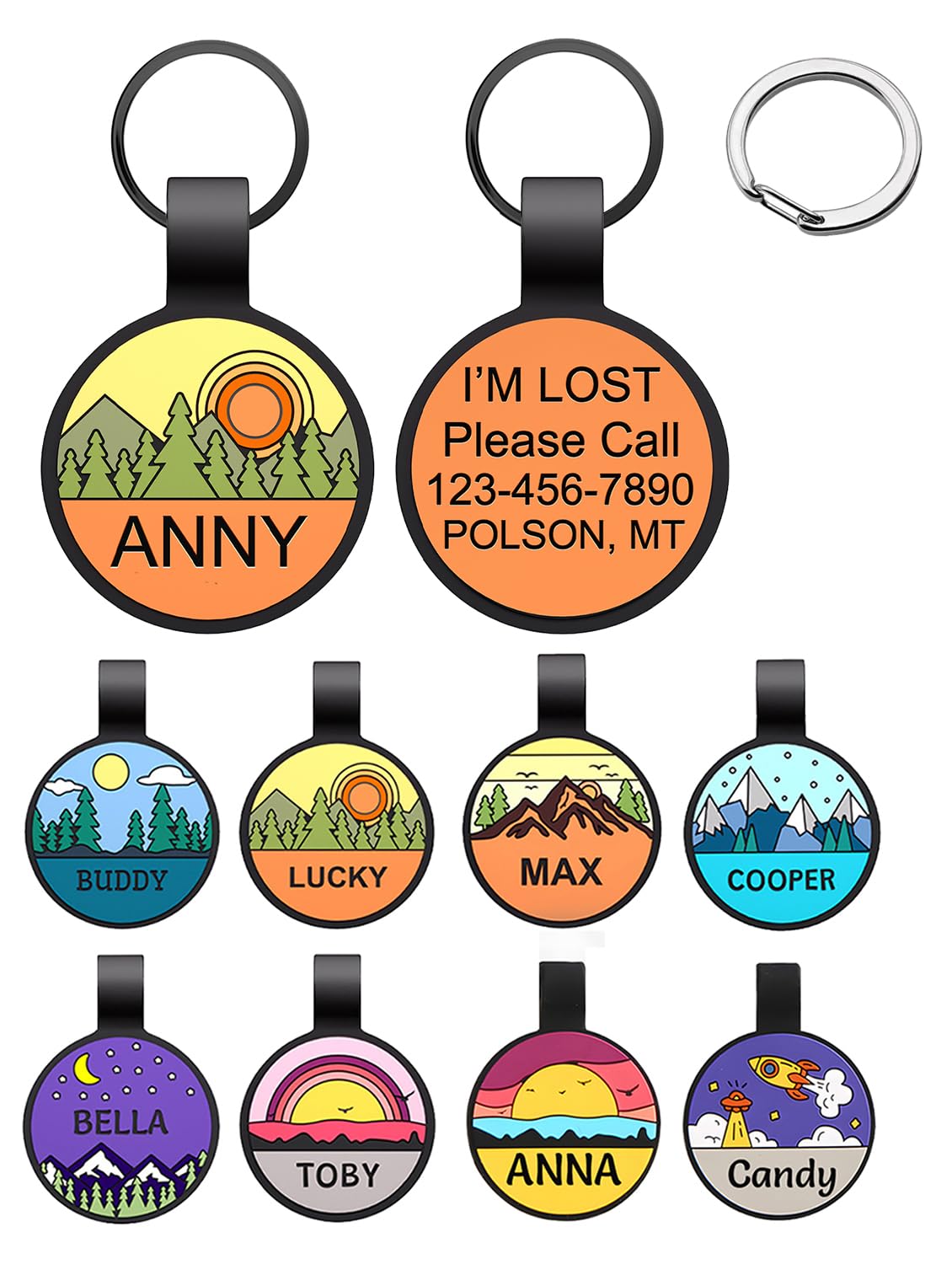 HQYDDMI Silent Silicone Dog Tag, Personalized Engraved Silicone Dog and Cat Name Pet ID Tags, Soundless No More Jingling Dog Tags (1 PCS,Round)