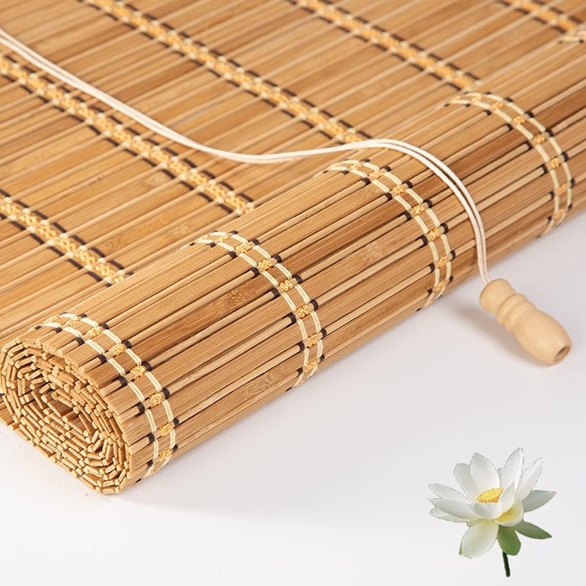 70% Blackout Retro Bamboo Blinds For Windows Shutters, Light Filtering Roll Up Curtain,Privacy Drape For Outdoor Patio,Doors,Porch,Customizable(W100xH175cm/39x69in)