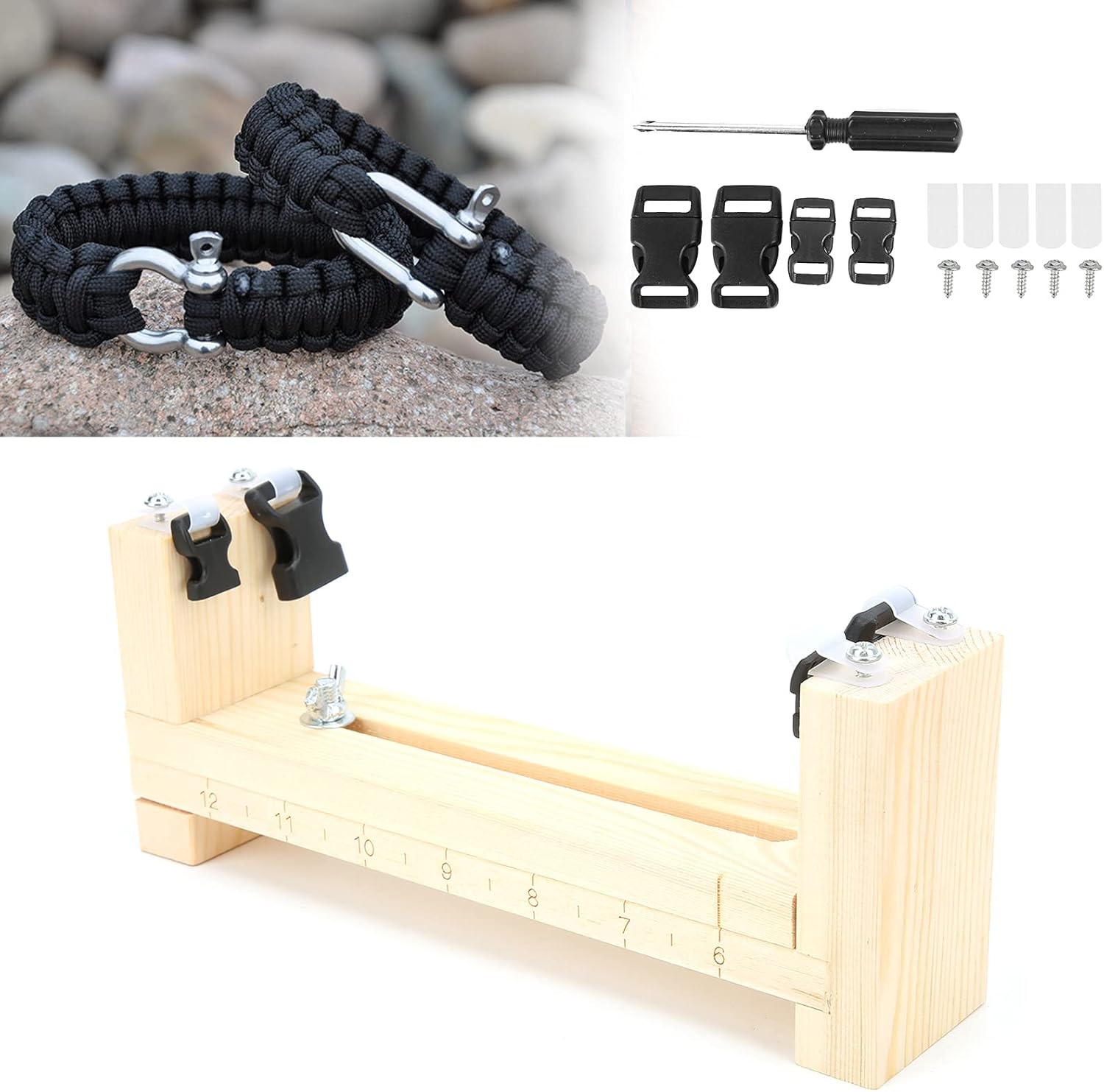 CYSFETENA Wood Bracelet Jig, Adjustable Length Wooden Paracord Jig Bracelet Maker DIY Frame Kit, Braiding Weaving Wristband Maker Tool - Image 5