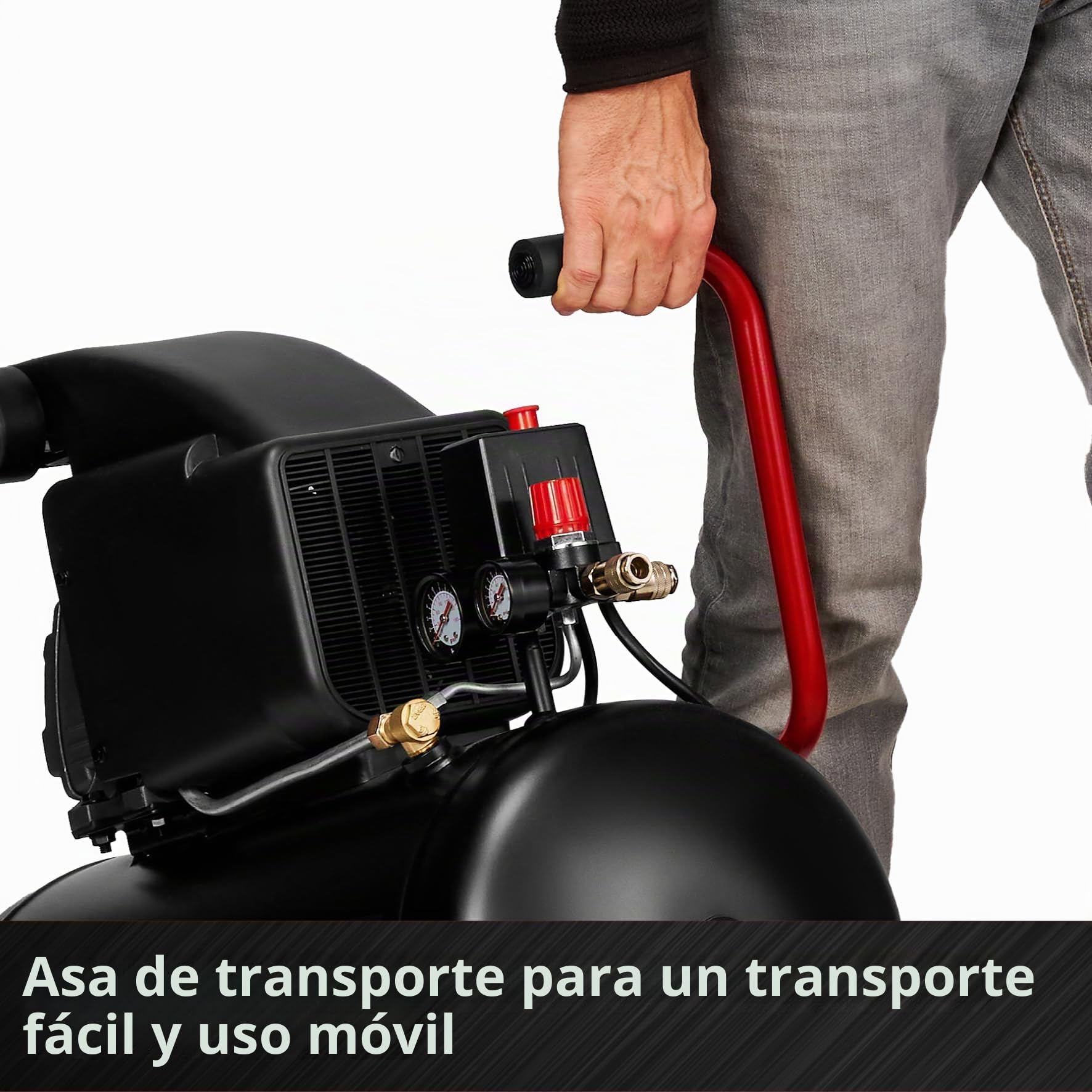 Einhell compresor TC-AC 270/50/10 (1800 W, máx. 10 bar, depósito de 50 l, lubricado con aceite, manómetro para presión de trabajo y de caldera, 270 l/min potencia de aspiración, reductor de presión)