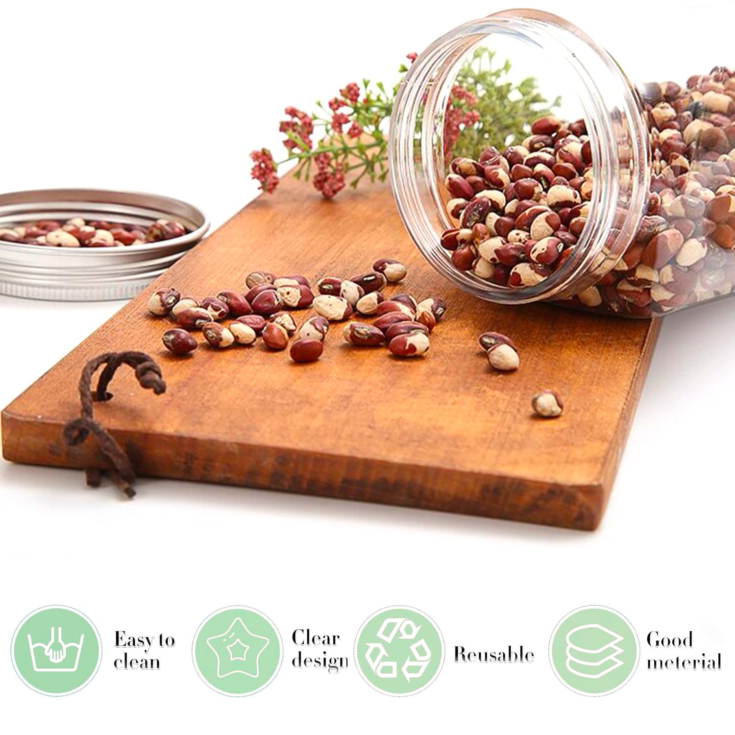 Lainrrew Confezione da 6 barattoli in plastica, di grande capacità, da 1346,6 g, contenitori quadrati in plastica con coperchio, per cucina, artigianato, impilabili, adatti per alimenti, senza BPA