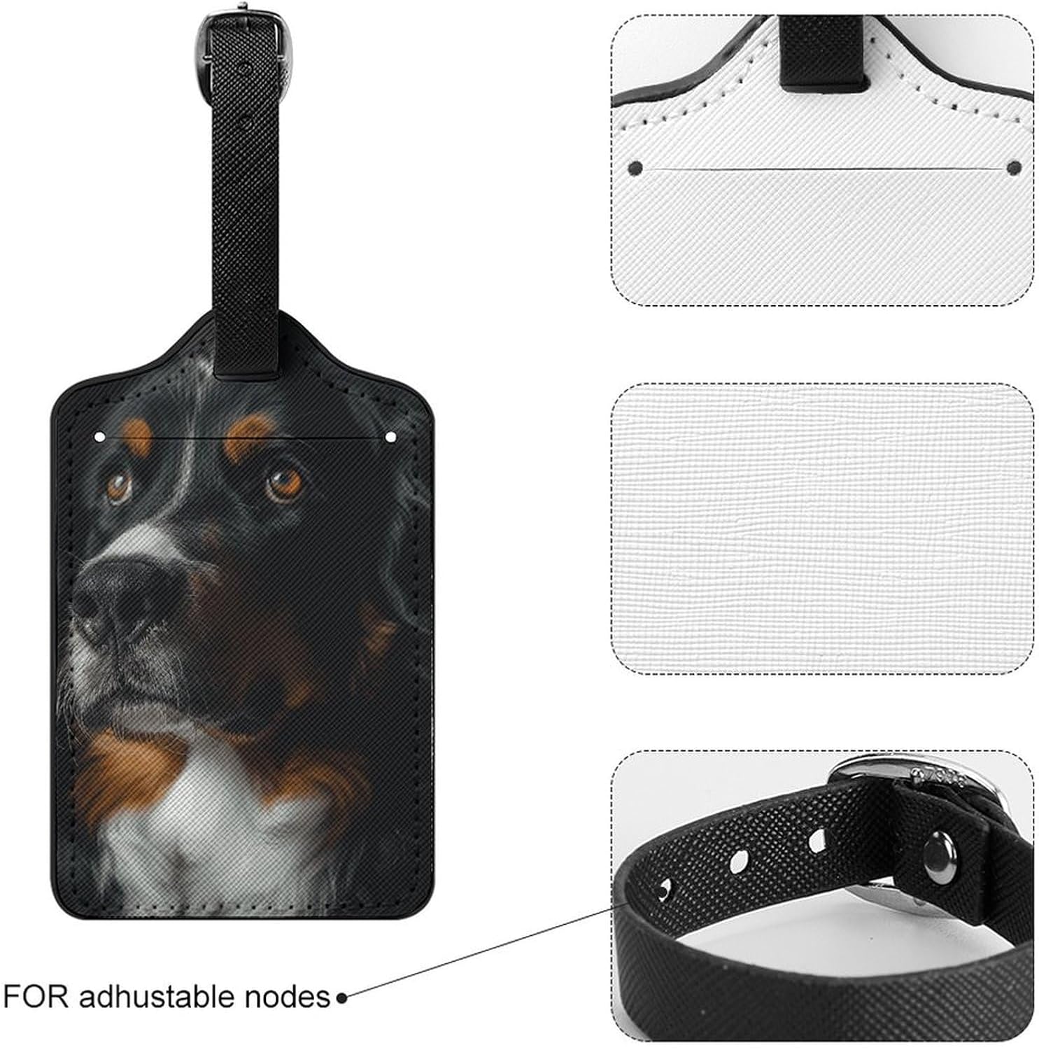 A Bernese Dog PU Leather Luggage Tags, Name Tags for Travel image 4