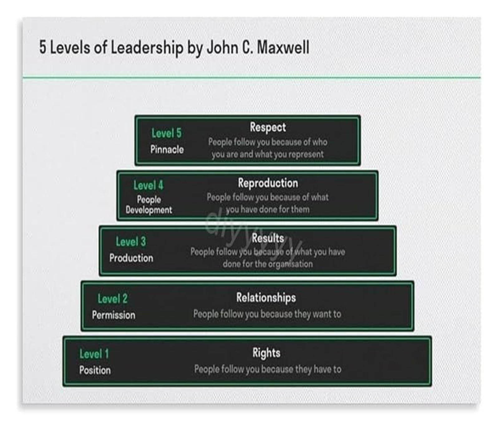 MDBJTCYZN 5 Levels of Leadership Poster A Framework for Growth and Influence Motivational Business Wall-Art(Unframed,16x24inch(40x60cm))