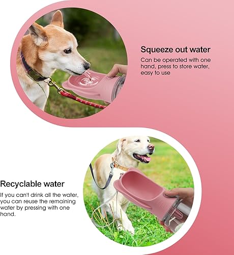 Miniatura 6 de Botella de agua portátil para perros con recipiente de almacenamiento de alimentos, dispensador de agua potable para mascotas de viaje a prueba de