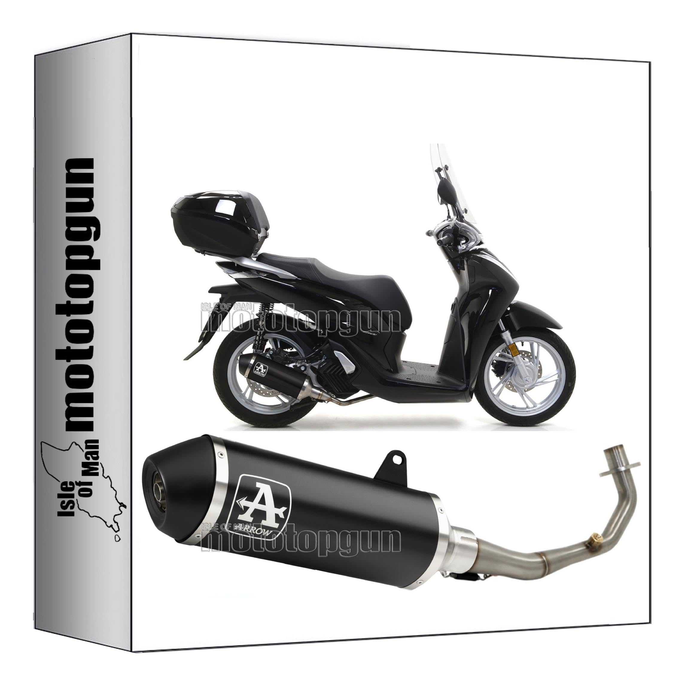 arrow 53534ANN + 53081KZ tubo de escape completo homologado catalizado urban aluminio negro negro compatible con honda sh 150 i 2020 2021 2022 2023 mototopgun