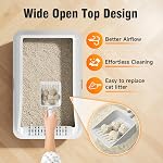 Stainless Steel Cat Litter Box, Extra Large XL Odor Free Metal Litter Box with High Sides Lid, Open Top Litter Pan Include Scoop Easy Cleaning Kitty Cat Box Anti-Urine Leakage, Non-Sticky