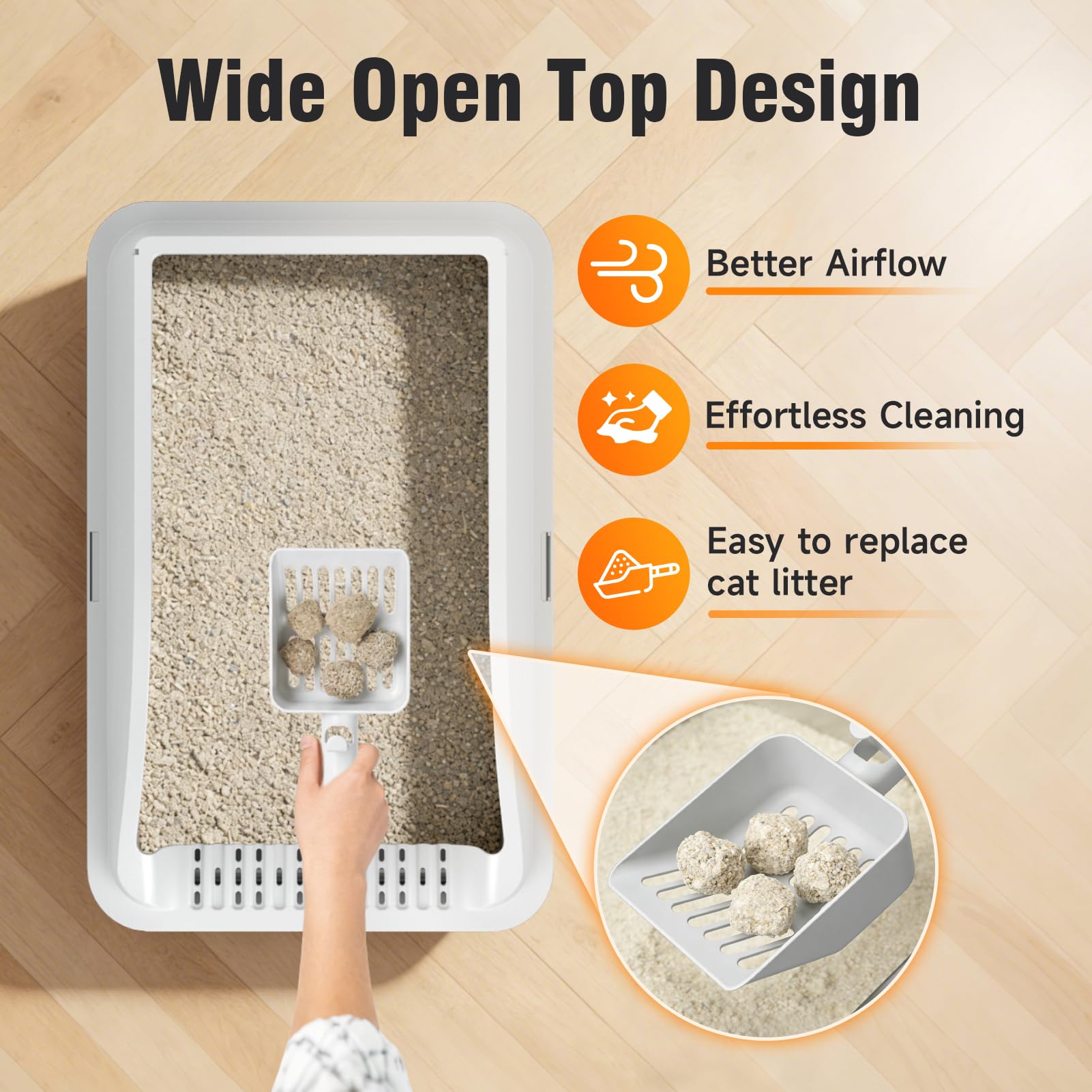 2PACK Stainless Steel Litter Box, Extra Large XL Odor Free Metal Litter Box with High Sides, Open Top Litter Pan Include Scoop Easy Cleaning Anti-Scratch Kitty Cat Box Anti-Urine Leakage, Non-Sticky - image 6