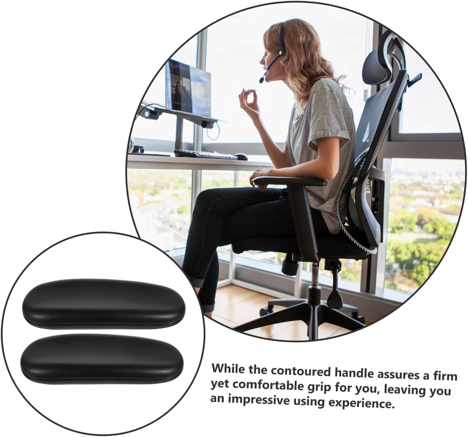 1Pair Revolving Chair Arm Pads Replacement Office Chair Armrests Easy to Install Versatile Design for Office and Home Use Comfortable Grip