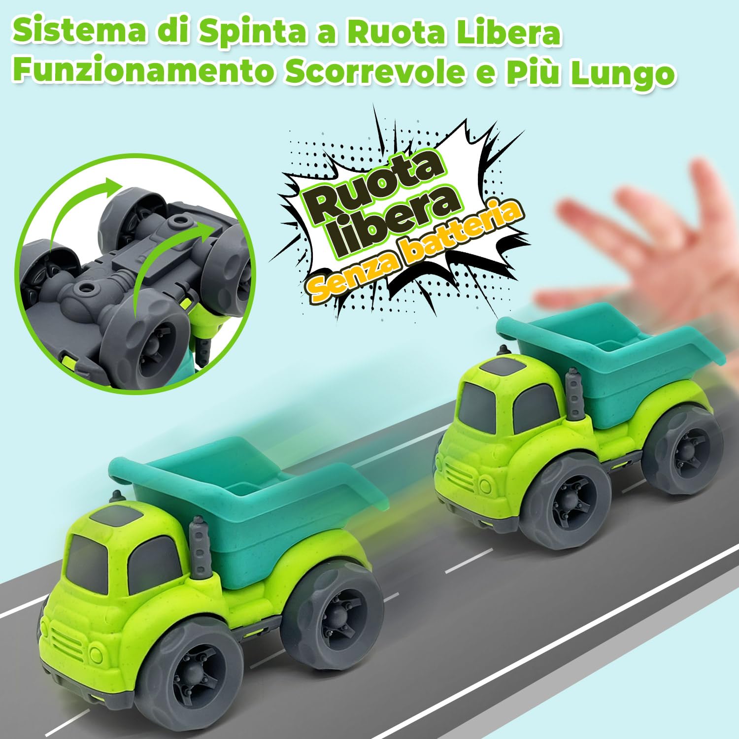Camion e Macchinine 2-Pacco per Bambini 1-3 Anni, Mezzi da Cantiere Giocattoli e Giochi da Spiaggia - Regalo Maschio