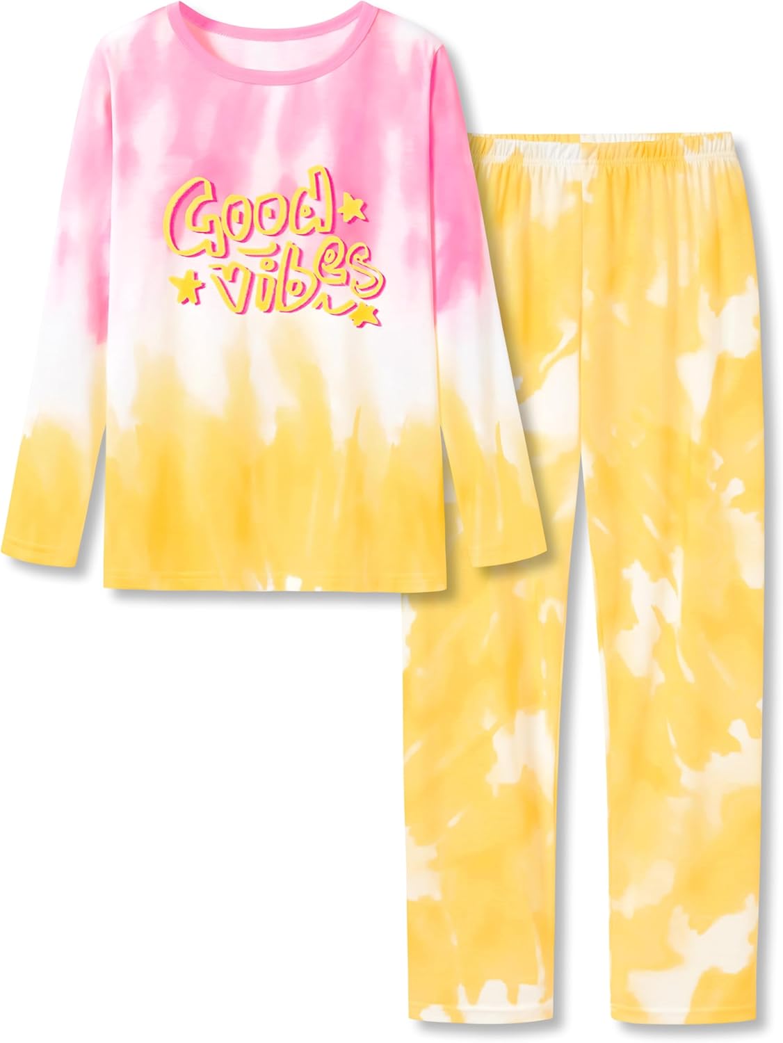 Topgal Good Vibe Lovely Pajamas for Girls Tie Dye Comfy