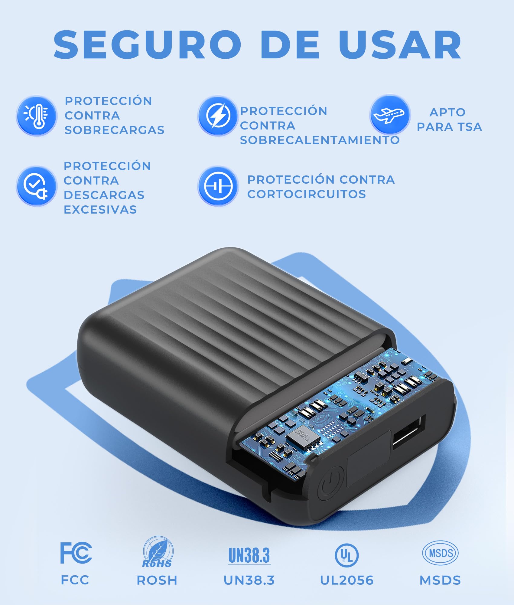 Topdot Batería Externa 18400 mAh para Chaquetas Calefactables 12 V/7,4 V