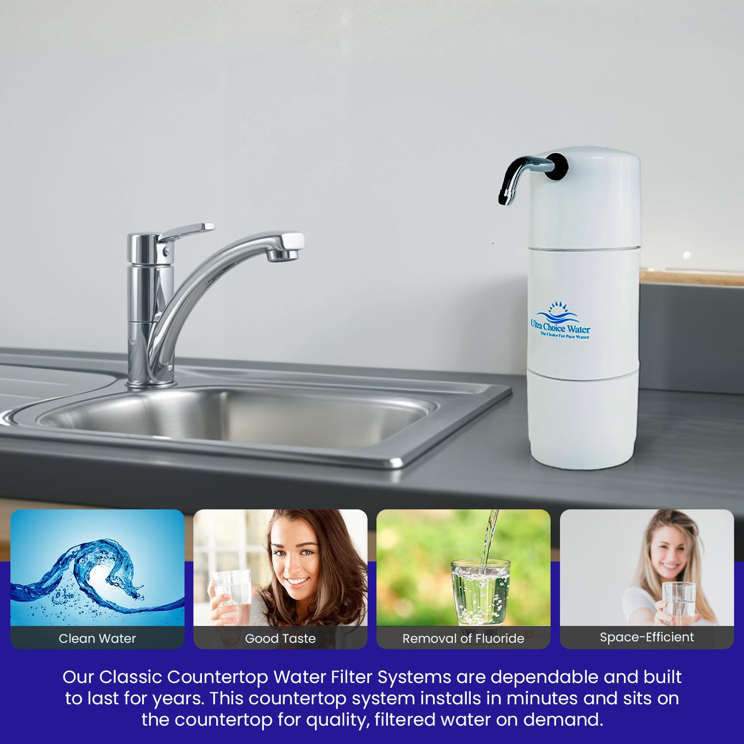 Classic Countertop Water Filter System, Smart Ultra (20,000 Gallons, White)