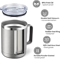 Vista 2 de MEWAY 12oz Coffee Mug With Handle 8 Pack Bulk,Stainless Steel Insulated Travel Tumblers With Sliding Lid,Double Wall Vacuum Camping Cup for Hot &