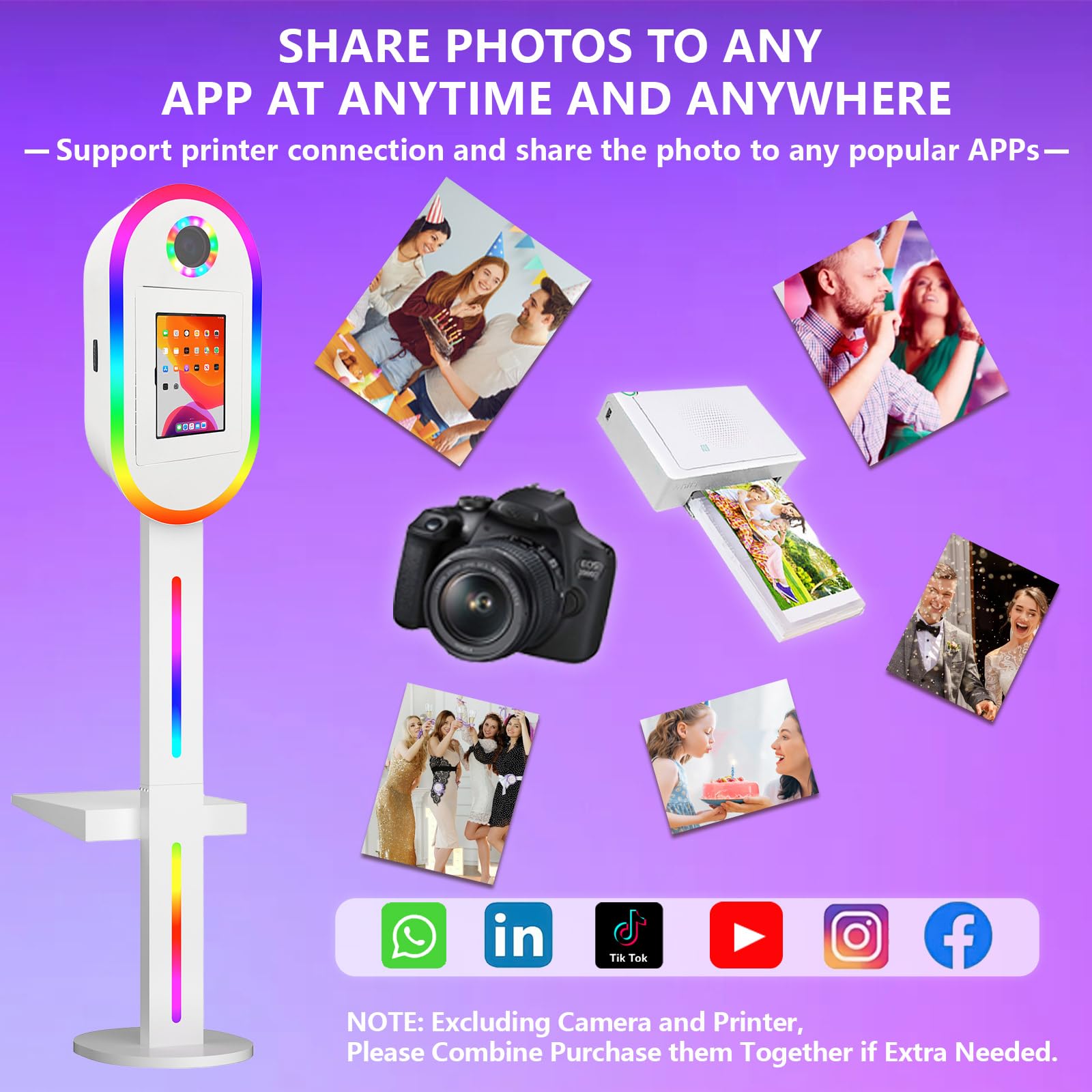 Tragbare Fotokabinen-Maschine, kompatibel mit iPad, RGB-Musik-Synchronisation, RGB-Licht, Selfie-Fotokabine mit Flughülle (Fotokabinen-Maschine)