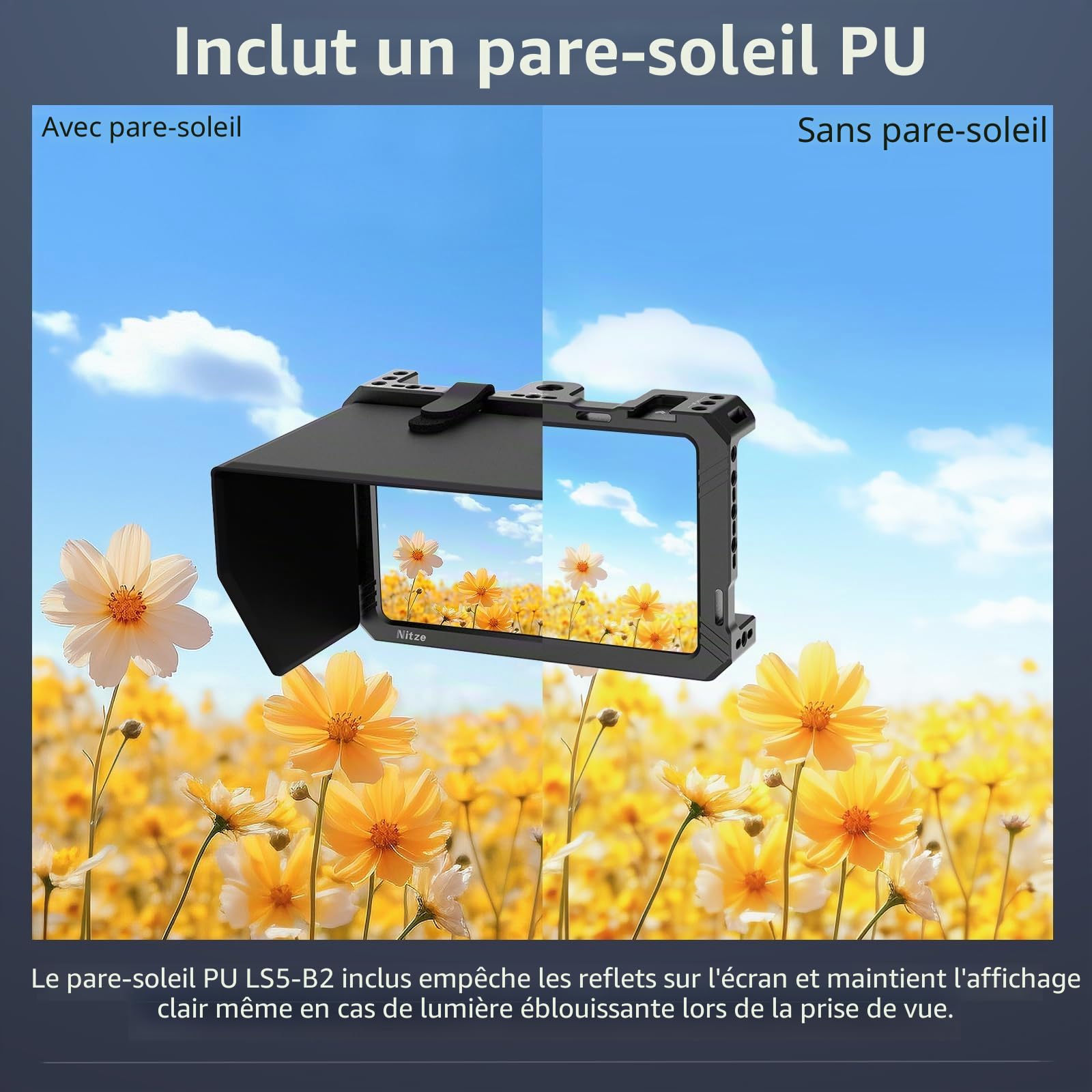 Nitze Indie 5 Cage Kit pour Moniteur SmallHD Indie 5 avec Protection pour écran PU – JT-S03B