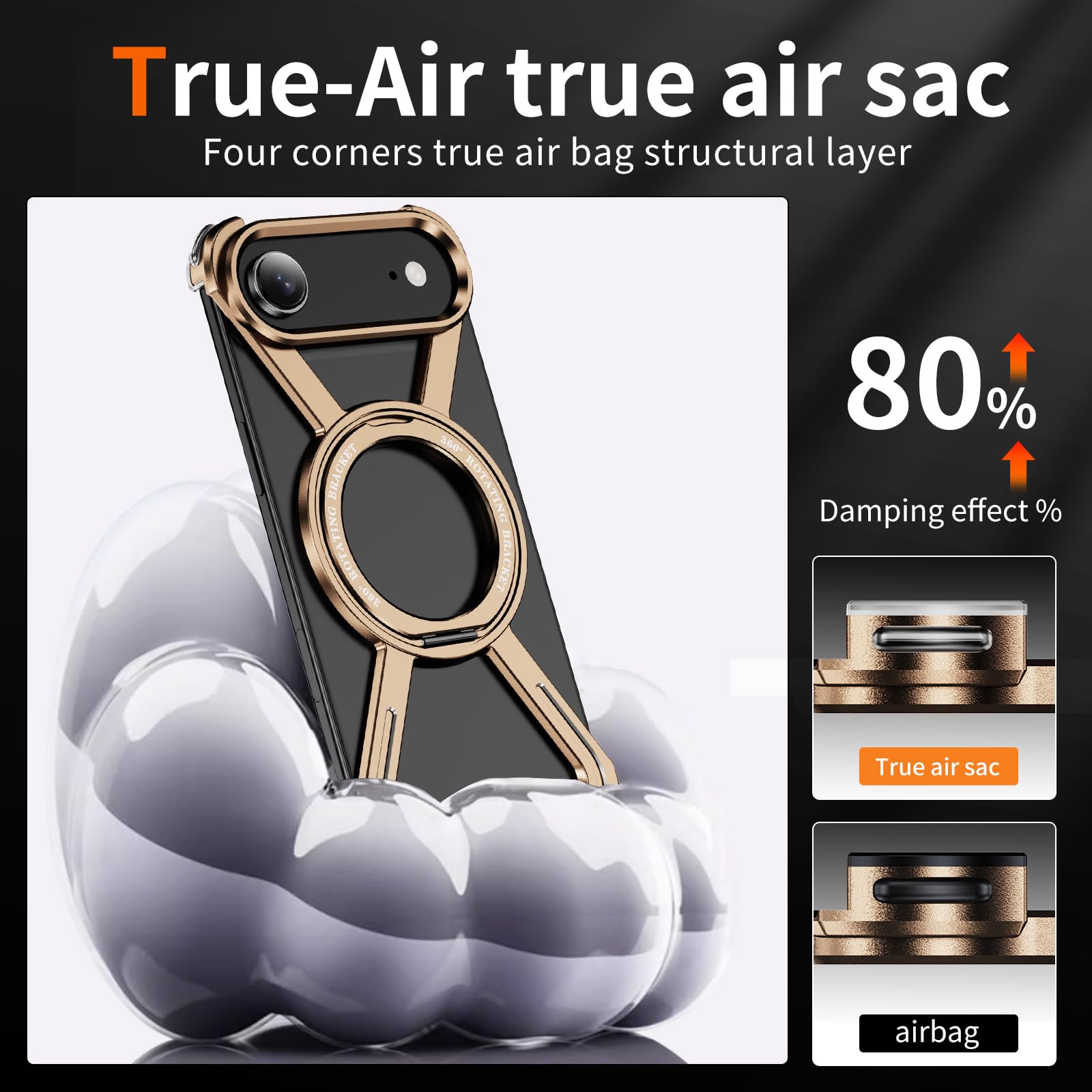 LEMAXELERS Carcasa de metal sin marco para Apple iPhone Air. Oro HJ