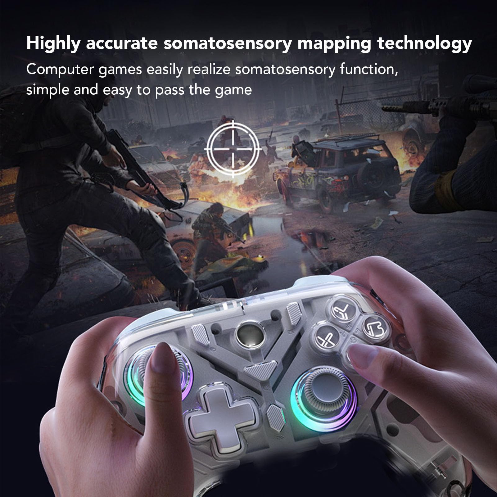 Fockety Controller di Gioco, Controller Bluetooth Controller di Gioco, Controller Controller PC Controller PRO Compatibile con per Android, OS X, Steam Deck, (White)