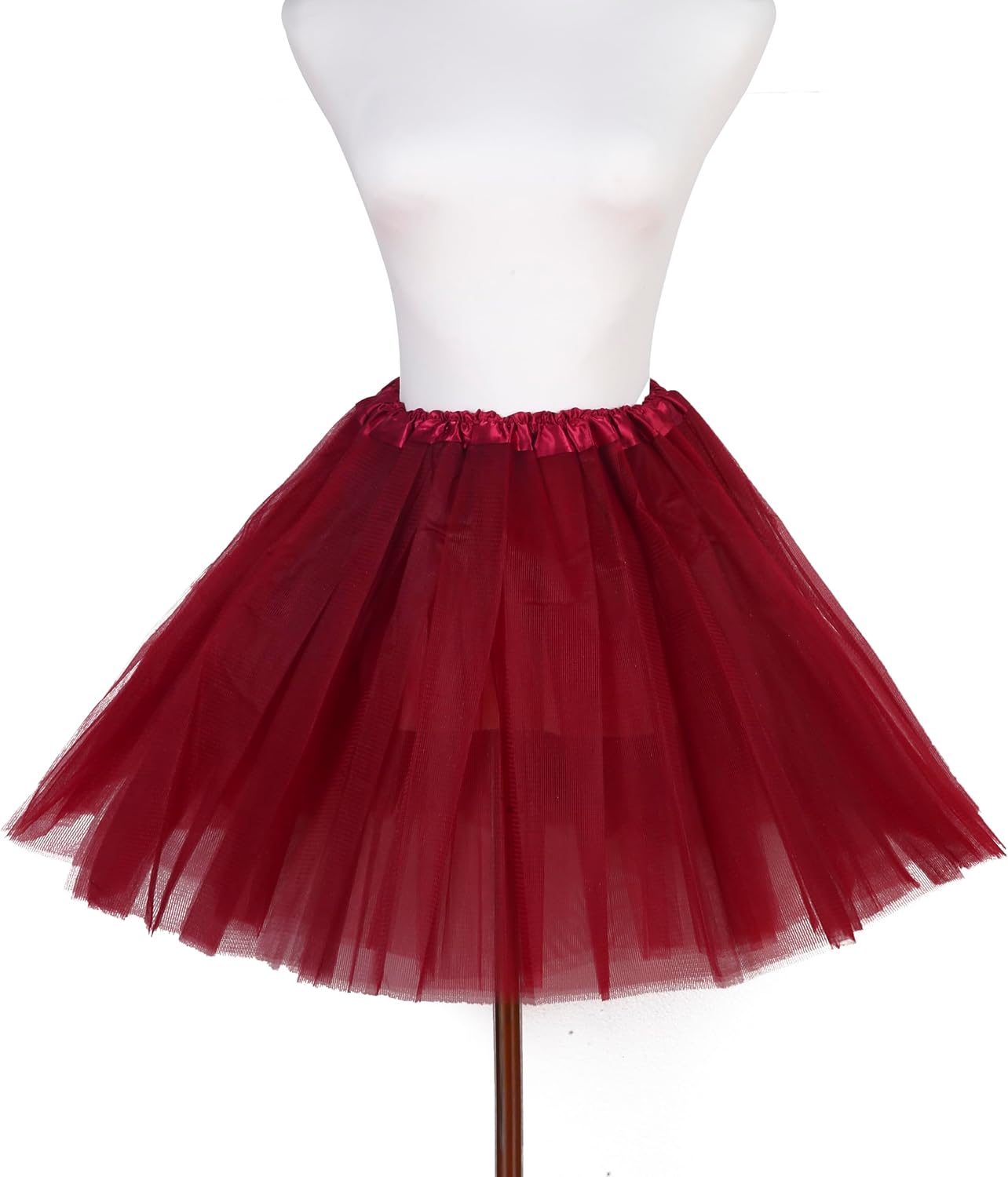 Condition photo showing New/Like New for women tutu skirt 5 layers tulle girl teens fluffy tutu ballet skirt short tulle skirt tutu for women adults rave costume #21-burgundy