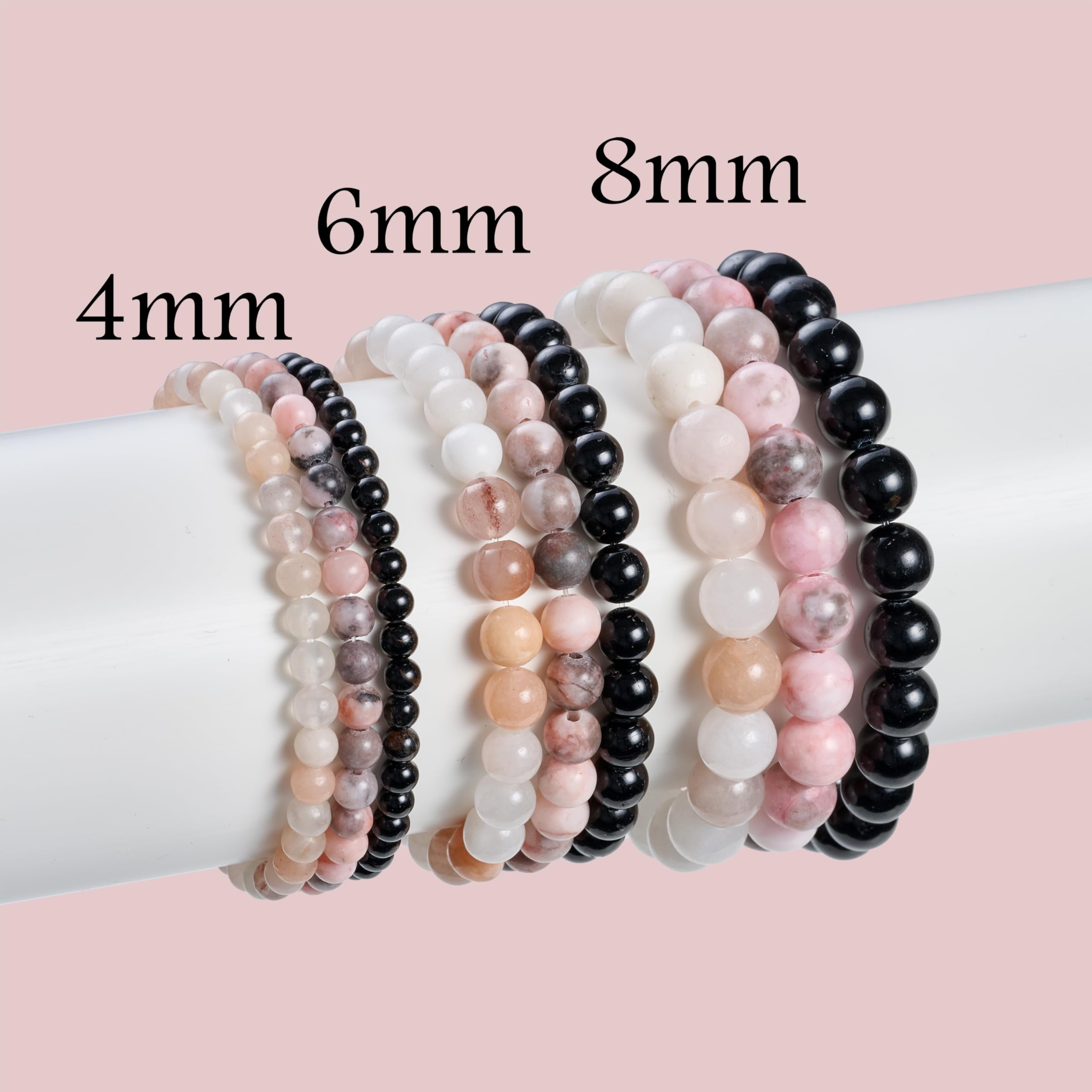 Bivei 3-teiliges Perlenarmband Damen Handgefertigter Naturstein Heilsteine Edelstein Perlen Armband, Yoga, Meditation, Schutz Geschenk