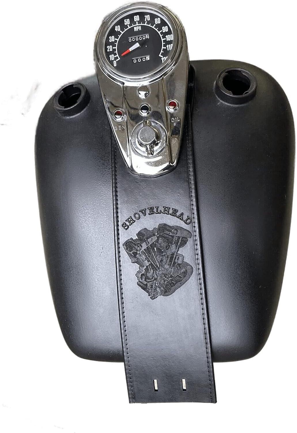 Retro Shovelhead Gas Tank Leather Panel Bib Compatible with Harley Davidson 3 Light Dash Split Tank