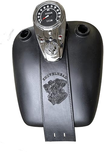 Retro Shovelhead Gas Tank - Babero de cuero compatible con Harley Davidson 3 Light Dash Split Tank