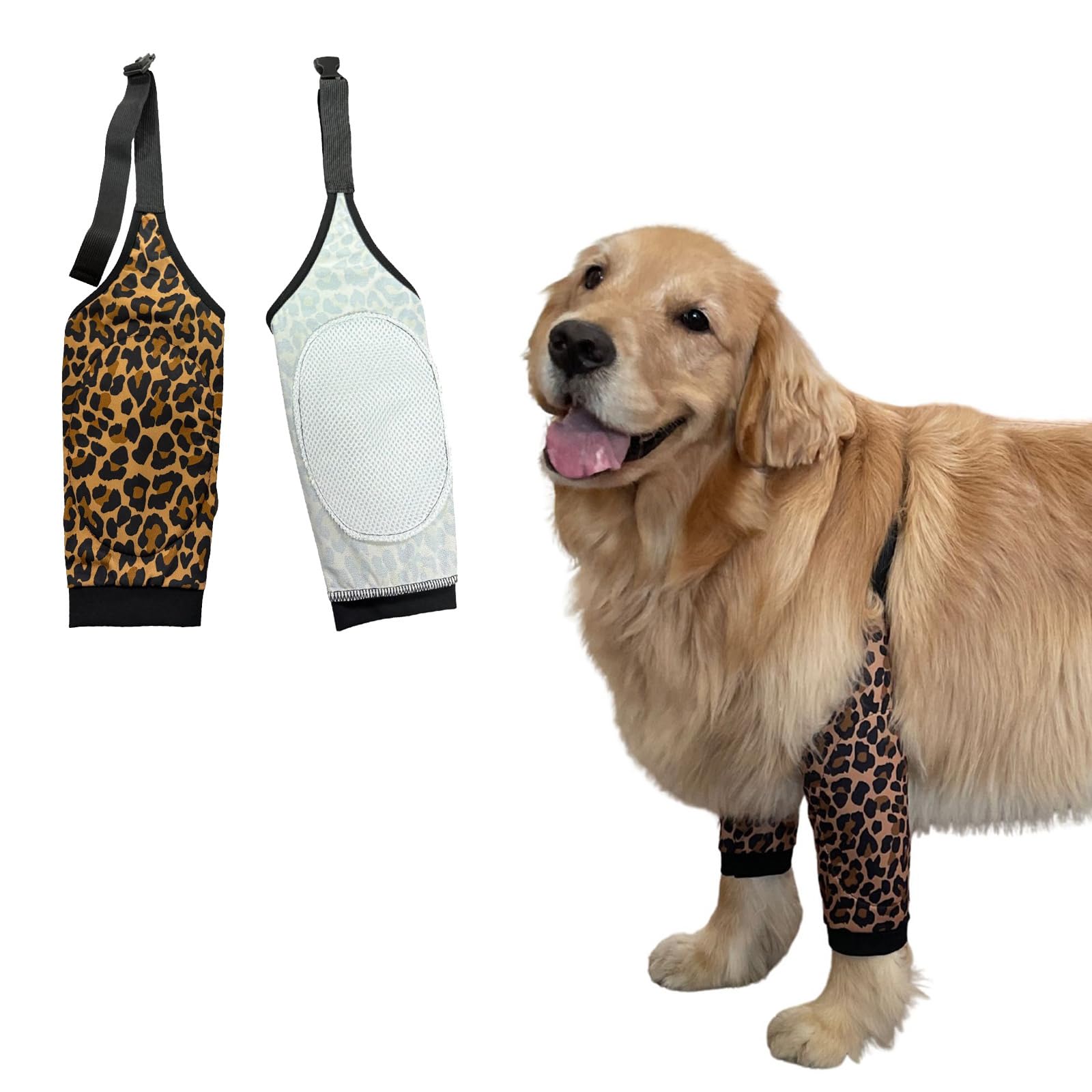 Blue Dream Island Dog Front Leg Braces Recovery Sleeve,Dog Elbow Joint Protector Cover Pet Knee Brace for Small Medium Large Dogs Prevent Licking Wound_L(Brown Leopard) โ image 1