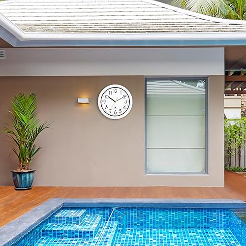 Miniatura 5 de Caysie Reloj de pared impermeable de 11 pulgadas, sellado para interiores y exteriores, a prueba de polvo, silencioso, sin tictac, funciona con