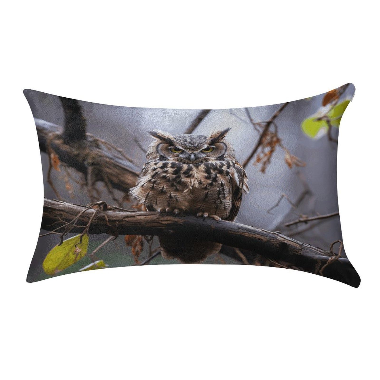 VstaDank Owl on A Branch Throw Pillow Cover 12"×20" Ultra Soft Pillowcase Cozy Lumbar Pillow Shell Gold Velvet Exquisite Decorative Cushion Sham Protector for Couch Sofa Bedroom