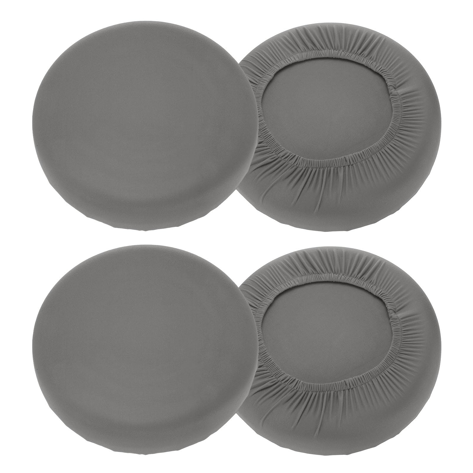sourcing map 4 Pack Stool Covers Round, 16-18 Inch Bar Stool Covers Washable Dustproof Slipcover Seat Cushion with Elastic No Sponge Pad for Bar Kitchen Living Room Decor, Gray